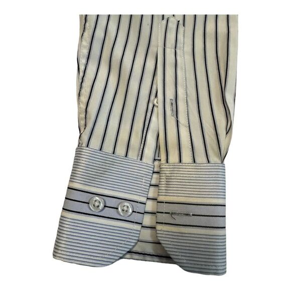 TM Exposure Men's Medium White & Blue Button Down Dress Shirt - Picture 4 of 14